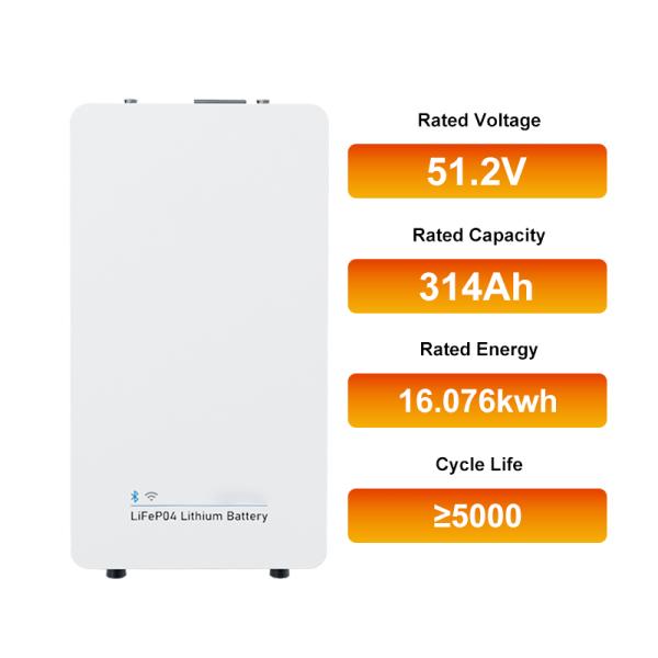 Sistema de almacenamiento de energía con batería solar doméstica todo en uno 51,2 V 16 kWh 314 Ah Lifepo4 de larga duración