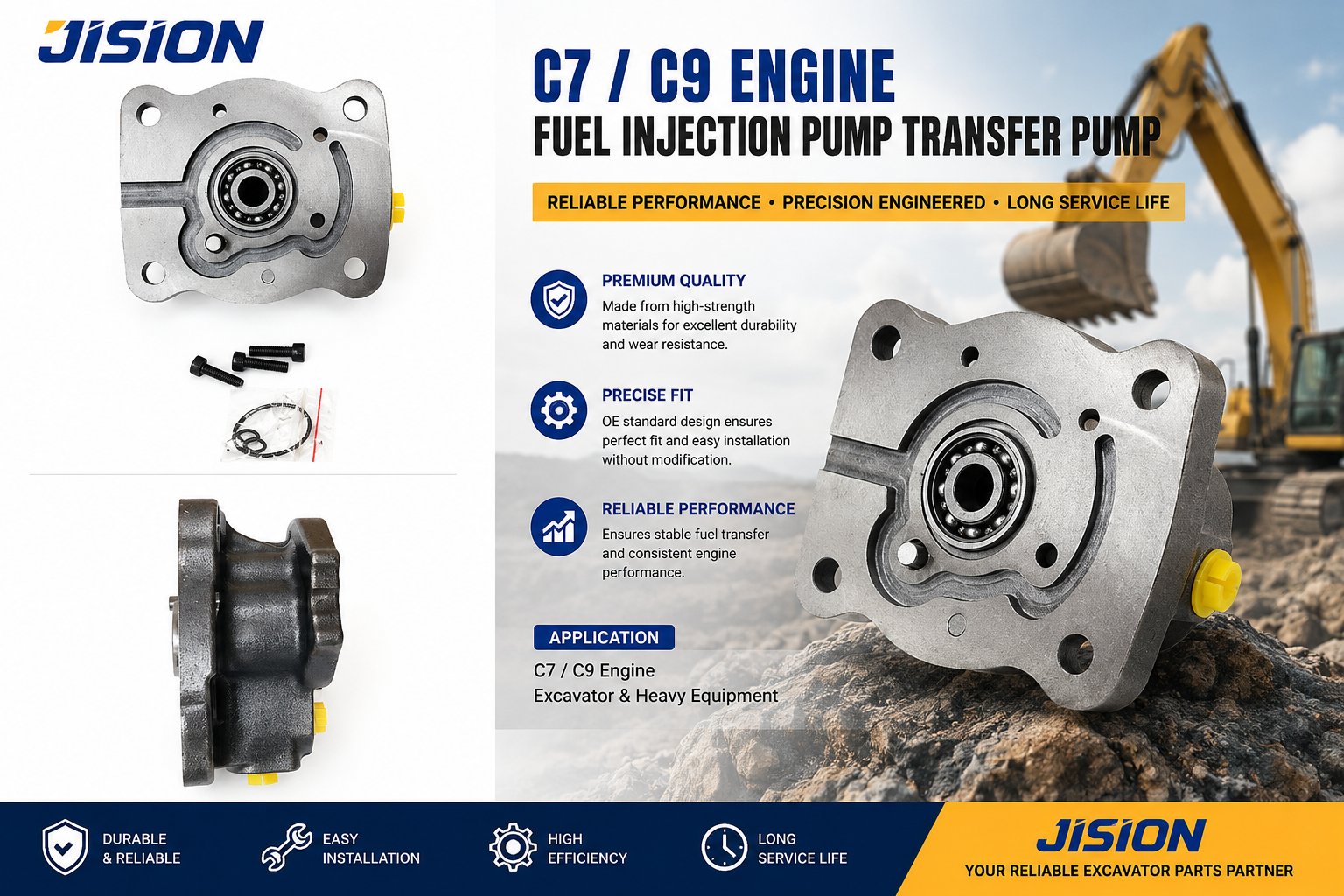 C7 C9 Engine Fuel Transfer Pump | Excavator Fuel Injection Pump