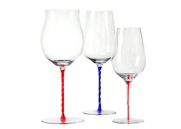 OEM Lead Free Crystal Wine Glasses , Slender colored Stem 20 Ounce Wine Glass