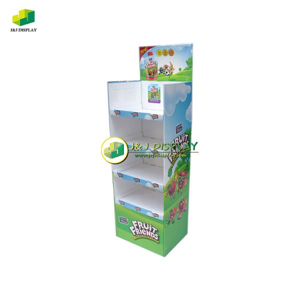 Customized Fruit Juice Display Stand FSDU Retail Shelf Rack Drinks Floor Display Stand