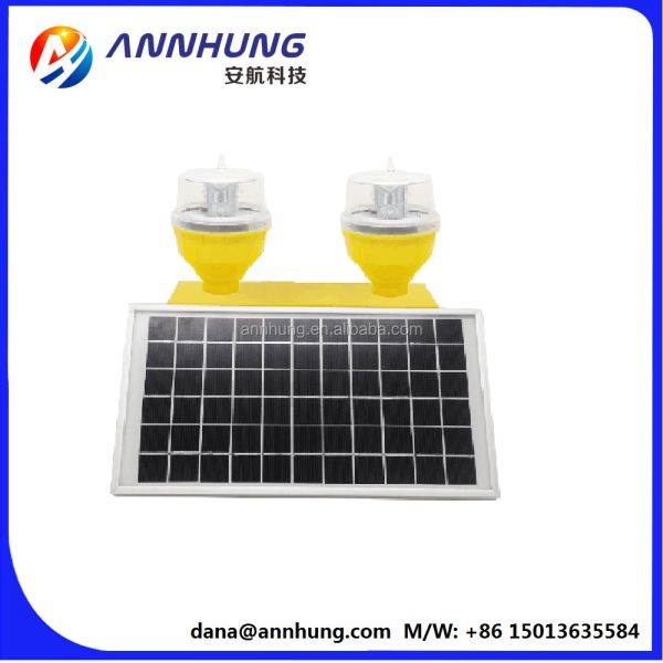 Solar Powered IP66 Waterproof Double Aviation Obstruction Light with 100,000 Hours Lifespan and Dusk-to-Dawn Operation
