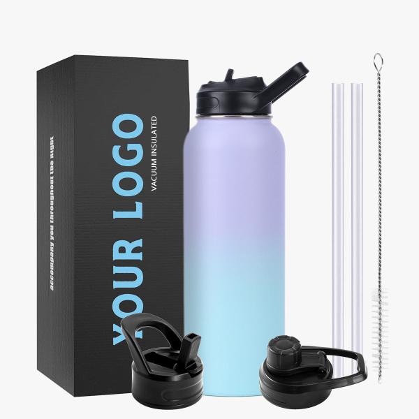 Wide Mouth Double Wall Vacuum Insulated Water Bottles Custom 40oz 32oz