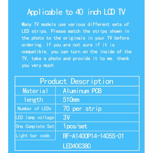 Для RF-A1400P14-1405S-01 70LED 510mm LED40C380 световой полосы