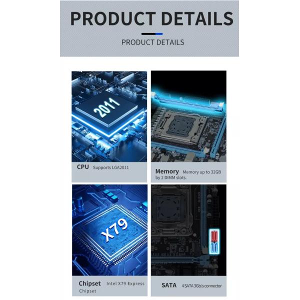SATA Hard Drive X79 Chipset Desktop Motherboard for LGA2011 Dual Channel DDR3 M-ATX PC