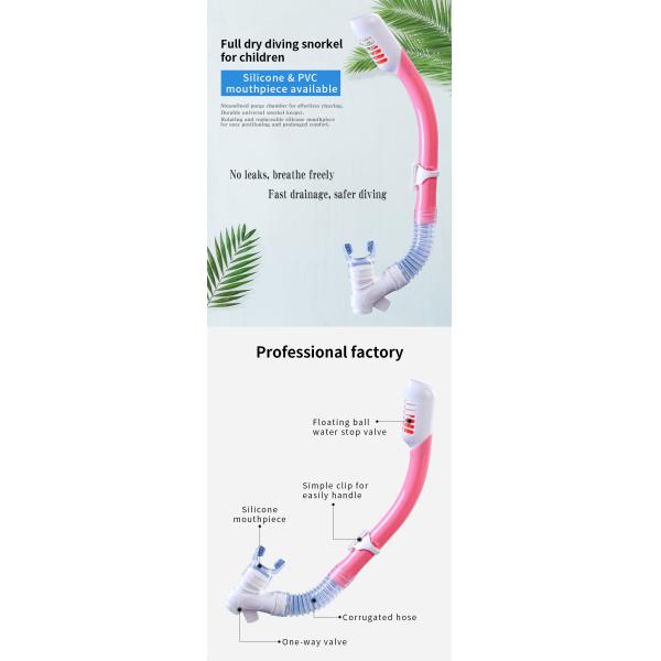 Entraînement au sport rouge plongée sous-marine tube respiratoire en silicone bouton de bouche en PVC pour enfants