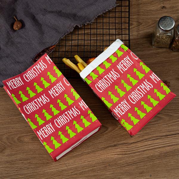 Christmas Printing Bio-degradable Kraft Paper Bag for Food Grade Eco-friendly Packaging