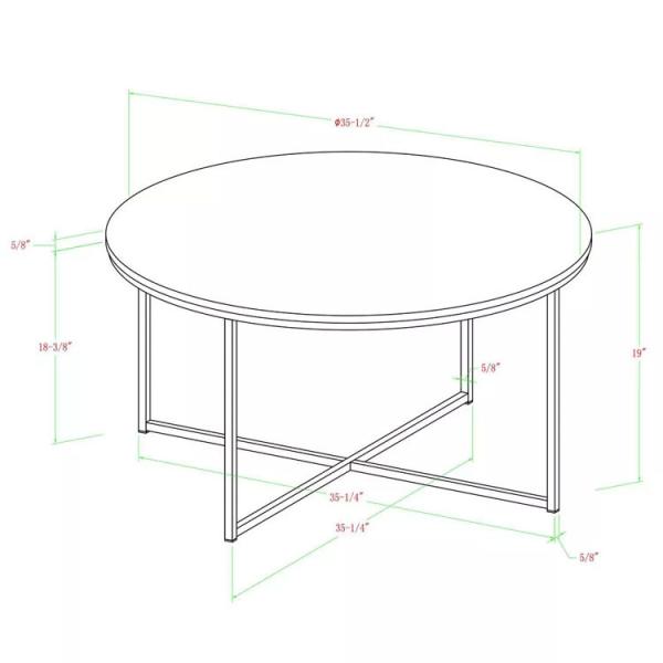 Living Room Furniture PU Leather Cover Material Round Glass Coffee Table Modern Design