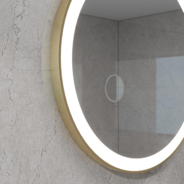 Espejo de baño rectangular de un solo lado con interruptor táctil y luz de banda LED atenuable