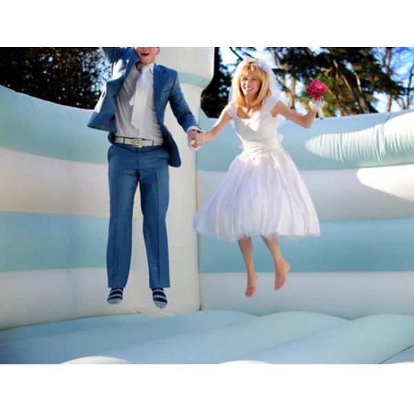 Light Blue And White Inflatable Bounce House / Open Air Wedding Jumping Castle