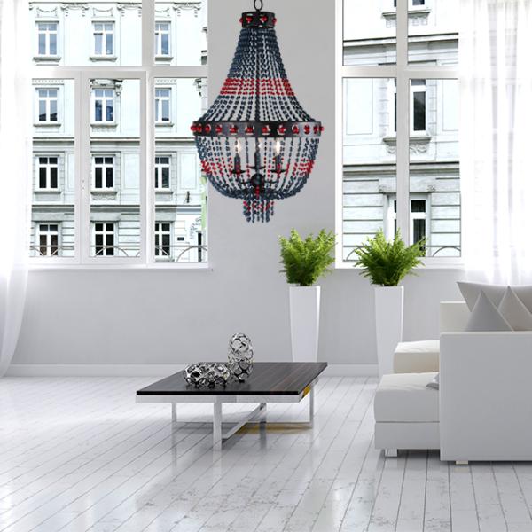Blue aged wood beaded chandelier for home decoration（WH-CI-18)