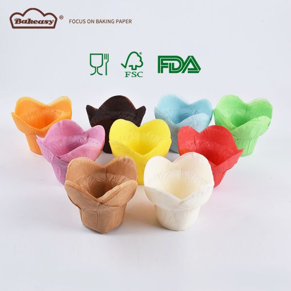 Lotus Style Baking Cups High-Temperature Resistant Paper Liners FDA & FSC Certified Baking Paper Colorful Lotus Baking Cups
