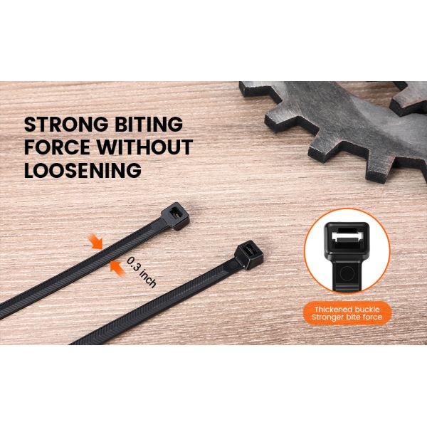250 LBS Tensile Strength 12-Inch V-Shaped Double Sided Toothed Nylon Cable Ties Self-Locking Adjustable 50 Pack for Indoor