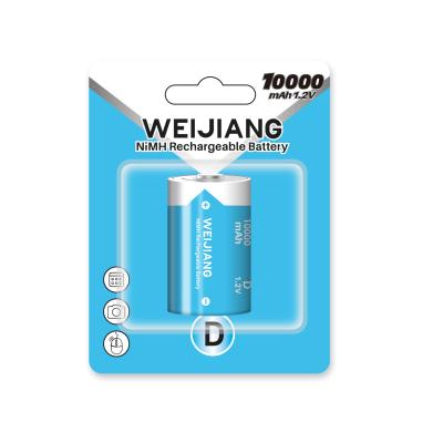 REACH Approval LR20 Rechargeable Batteries 10000mAh D Size Nimh Battery