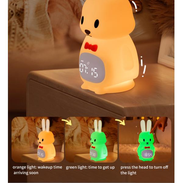 Lâmpada de mesa de silicone com alarme de luz noturna com ecrã LED digital e sono