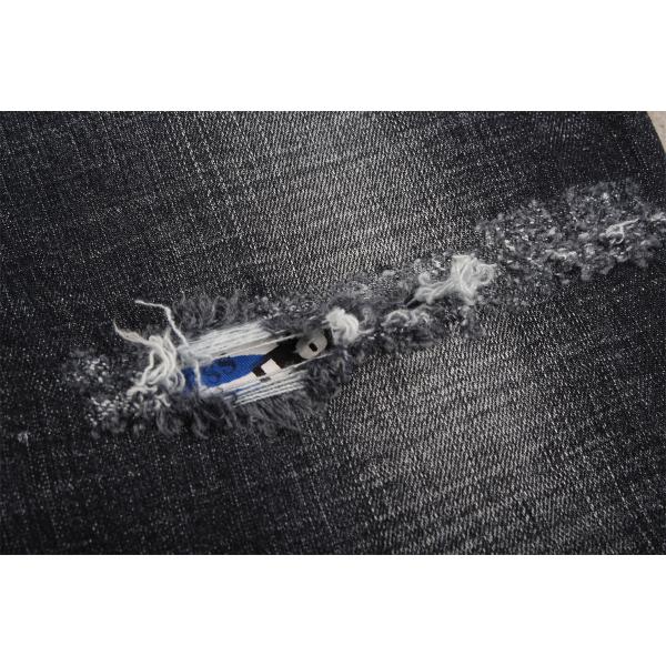Supreme Quality Dark Black Crosshatch Slub Stretch Denim Fabric For Men Jeans