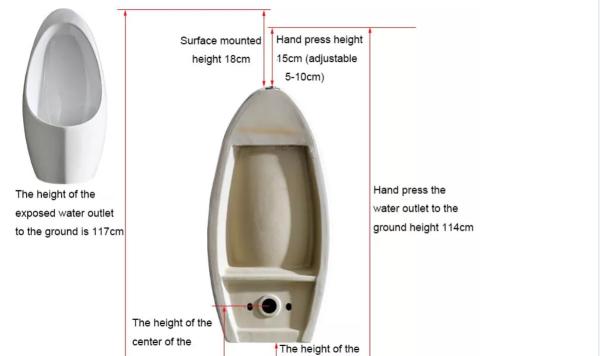 S P Trap Wall Hung Urinal Bowl Ceramic Bathroom Sanitary Ware