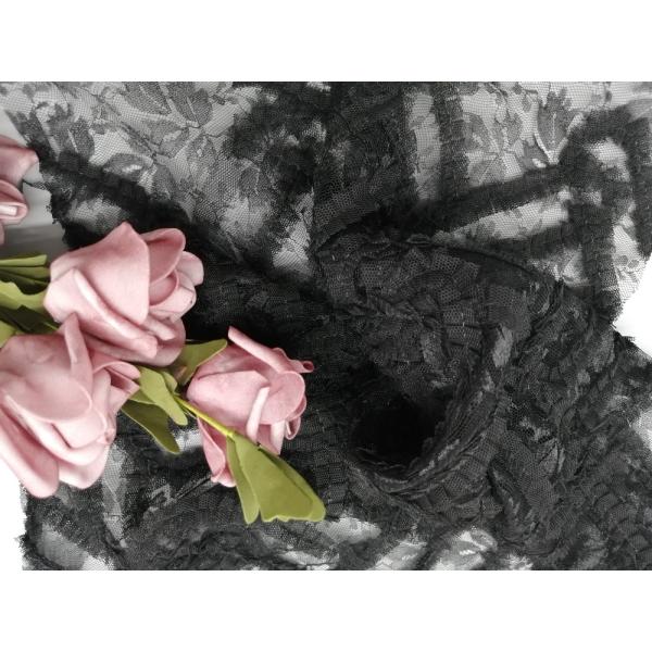 Ткань шнурка Applique цветка вышивки сетки Тюль черная