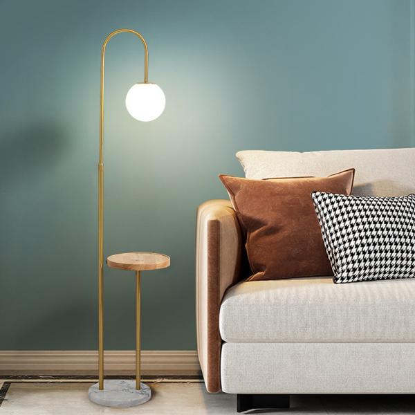 wireless charging marble wooden matel coffee table floor lamp bedside standing lighting glass shade USB bedside floor li