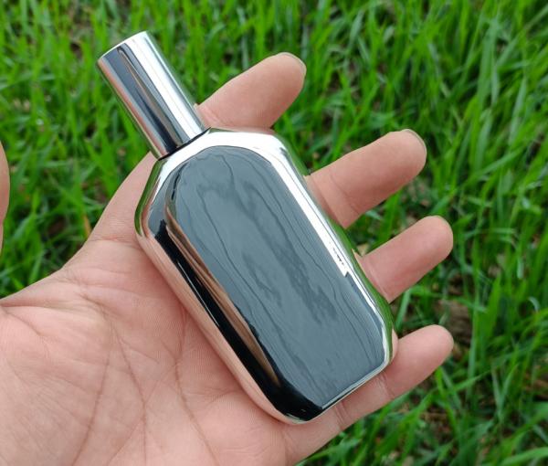 MSDS Crimp Cap Silver Perfume Square Bottle 50ml Gold Plated