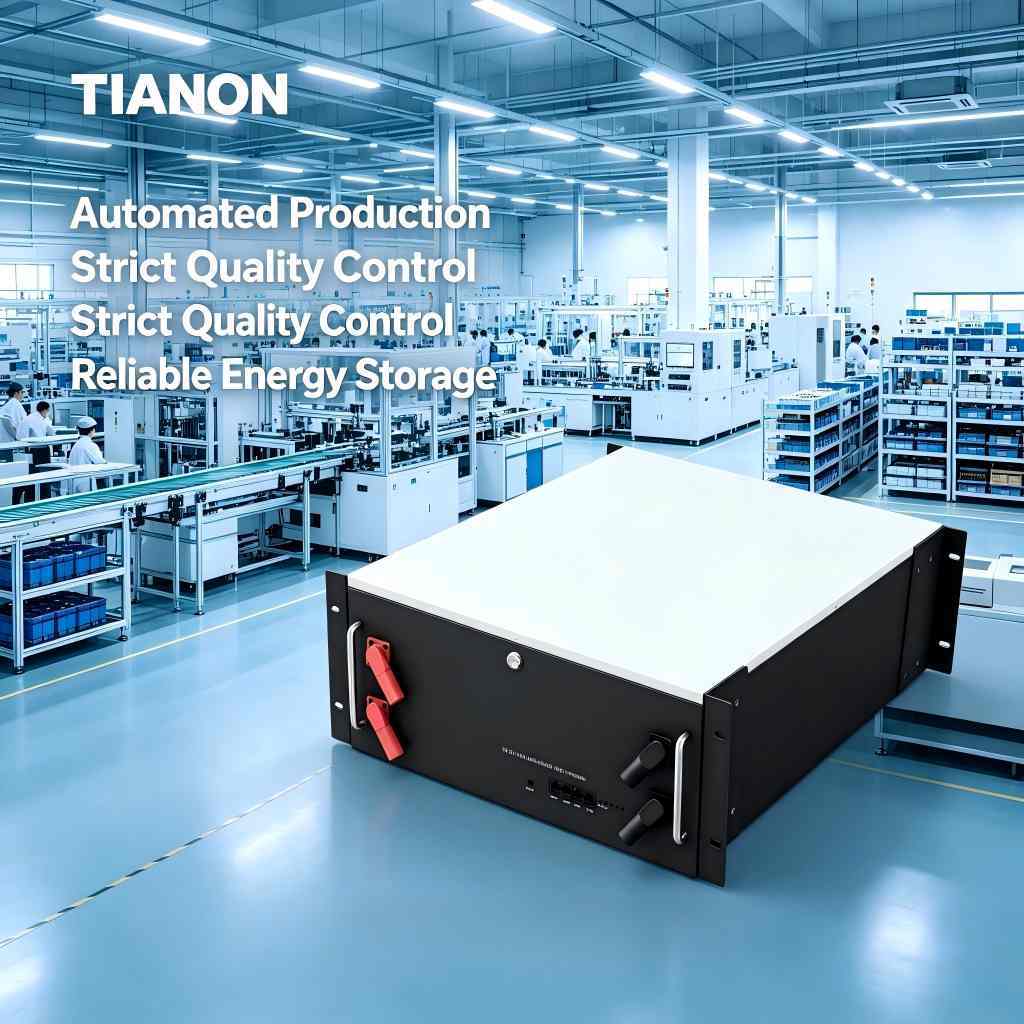 Tianon 51.2V 100Ah 5.12kWh Rack-Mounted LiFePO4 Battery Storage System for Home Solar Power