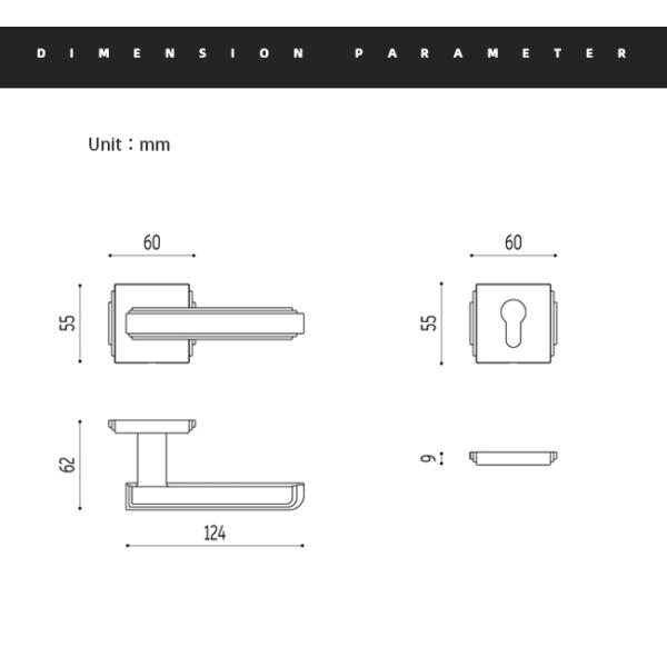 Wear Resistant Brass Door Handles 137mm 72mm Modern French Door Handles