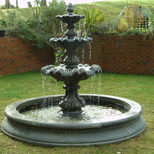 Discount outdoor water fountains yellow marble water fountain with two tiers for garden decoration