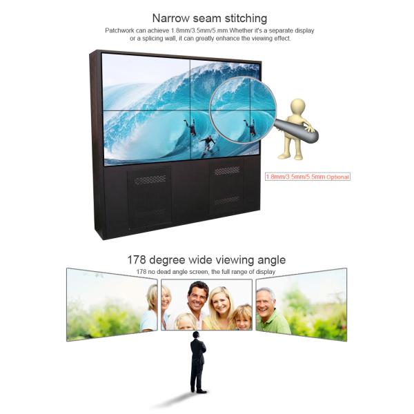 4K Daisy Chain Wall Mount LCD Display 2 * 2 55inch Floor Standing