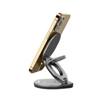 Strong Magnetic Metal Ce Travel Wireless Charger Non Rotatable 3 In 1 Apple Charger FCC