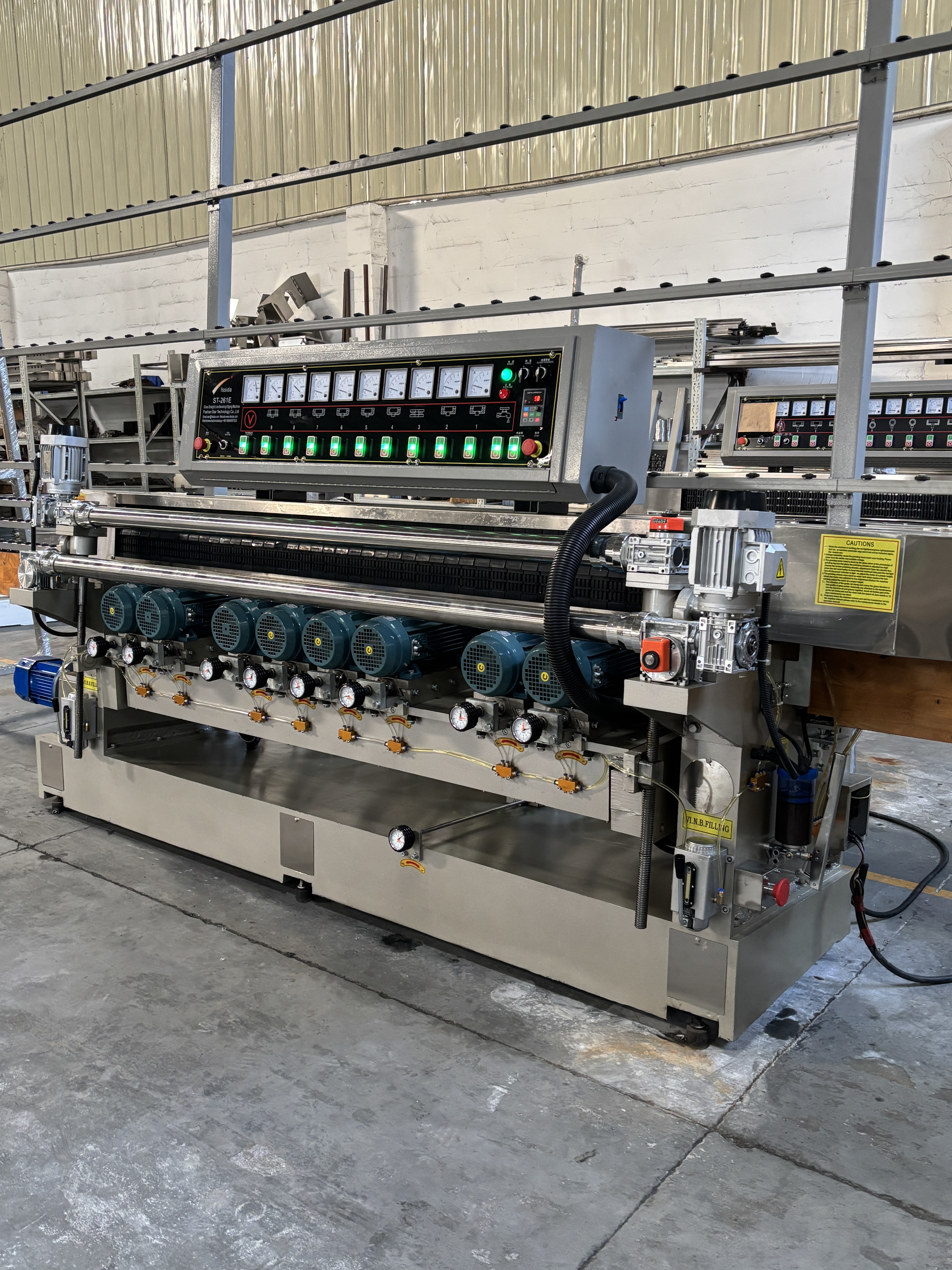 9 Motors Glass Beveling Machine 6680*1300*1900mm For Glass Bevel Edge Grinding / Polishing
