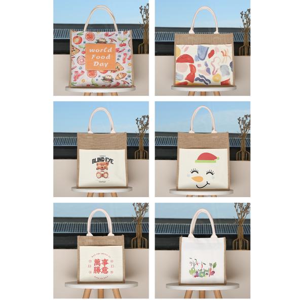 Customized Jute Bag  Gift Bag Canvas and Jute Handbag