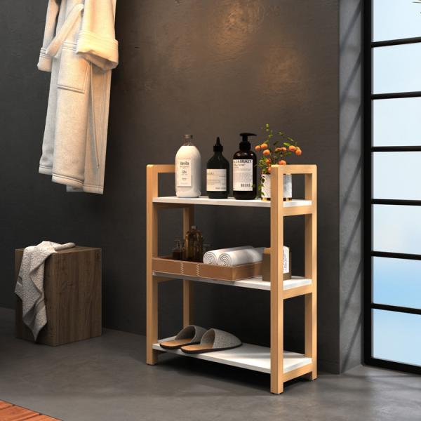 Branco de madeira da cremalheira do armazenamento de três séries para o quarto/sala de visitas/escritório/cozinha
