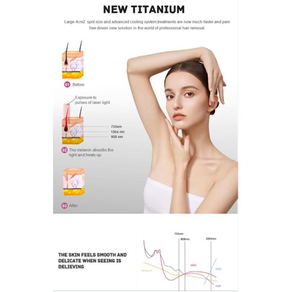 Máquina profesional de eliminación de vello láser de titanio hielo platino con 3 modos de tratamiento