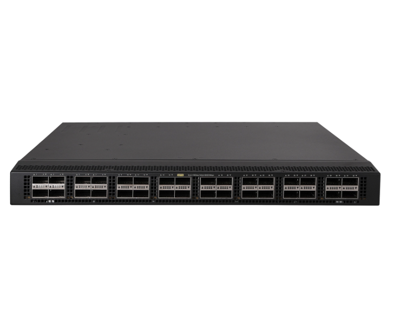 H3C S9850-32H witch provides 32 × 100G QSFP28 ports, 2 × 1G SFP ports, 5 × fan