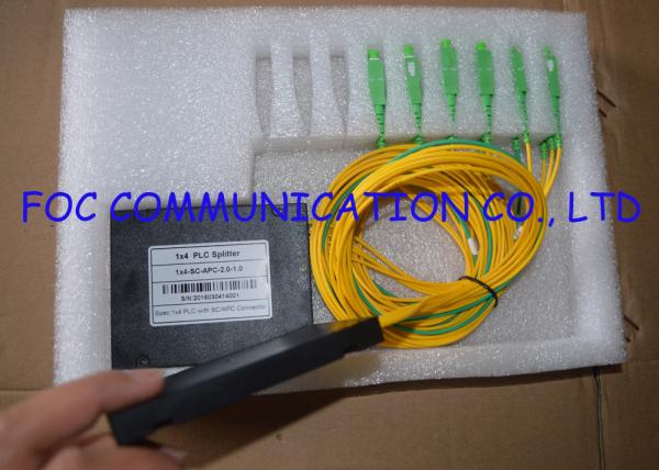 Yellow Fiber PLC Splitter SC / APC , 1*4 And 1*8 FTTX FTTH Splitter Low Insertion Loss