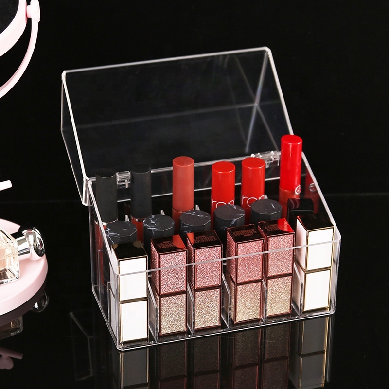 Desktop Transparent Makeup Organizer Box Lipstick Nail Polish Cosmetics Storage Box
