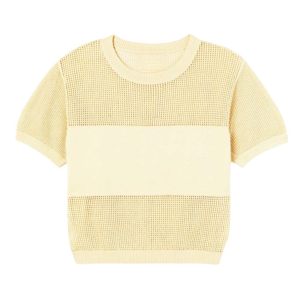 Breathable 100% Cotton Computer Knitted Women's Sweater Knit Top for Casual Summer Wear