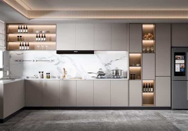 Armoire de cuisine moderne personnalisée avec garde-robe et robinet