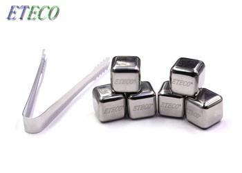 Silver Reusable Stainless Steel Ice Cubes For Whiskey Wine Beverage Sextuplet