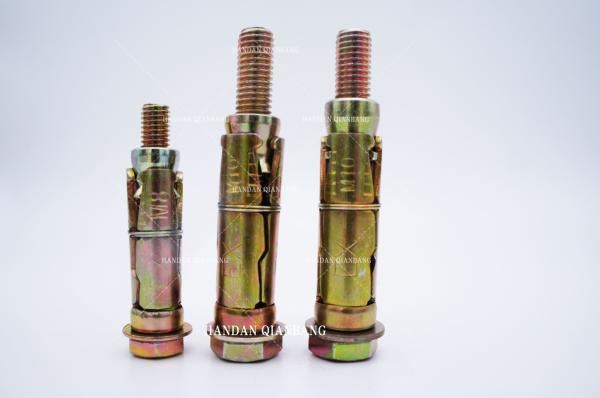 M6 M10 Expansion Fixing Anchor Bolts 3PCS Yellow Zinc Plated Finish Iron Material