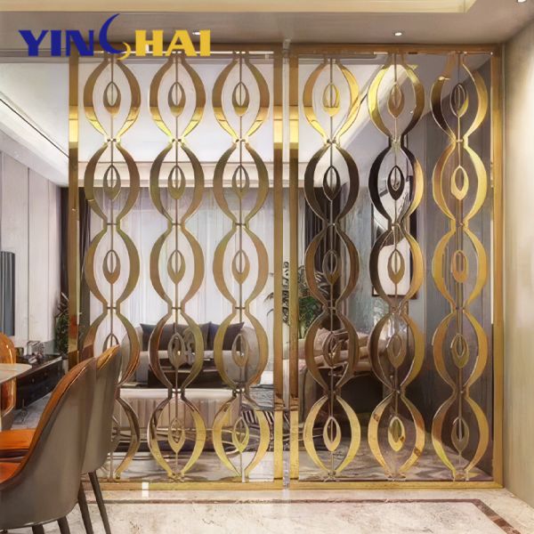 Fashionable Gold Metal Room Divider Long Lasting For Living Room Separation