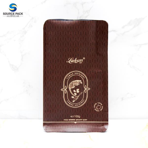 Moisture Proof Coffee Packing Bag Zipper Flat Bottom Coffee Bag With Valve