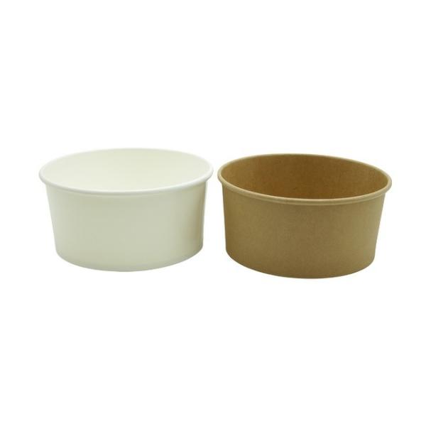 1800ml Disposable Paper Bowl Waterproof White Kraft Salad Bowl With Lid