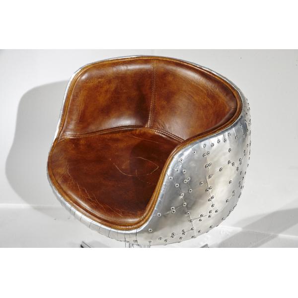 Dark Tan Brown Leather Cup Shape Height Stool With Rotating And Lifting Function