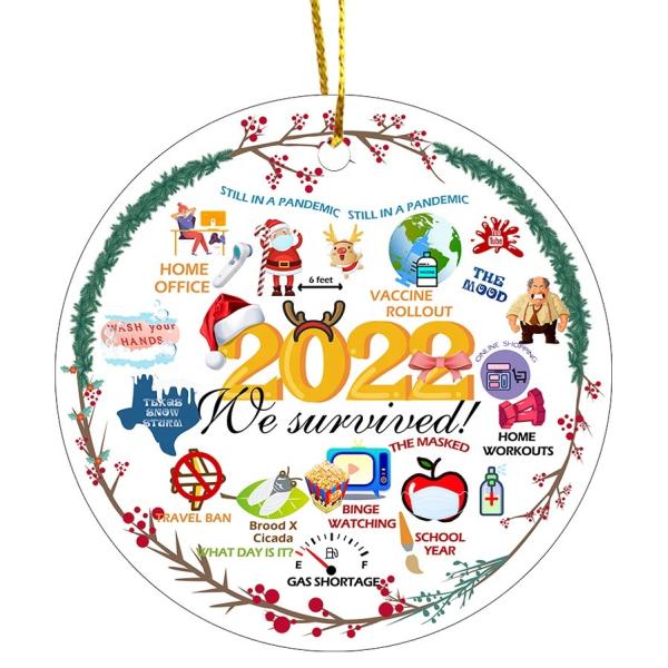 3 polegadas de impressão UV dos ornamento cerâmicos da árvore de Natal para a decoração do pendente da casa