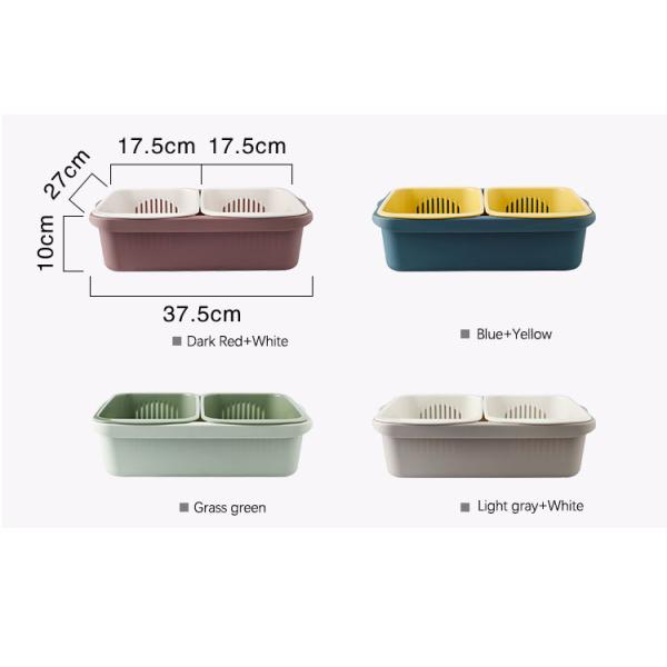 OEM ODM Rectangle Double Plastic Drain Basket Save Space Green