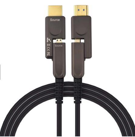 60Hz 18Gbs Rated Copper Fiber Optical Cable 15m HDMI 2.0 D To D Alternative Plug