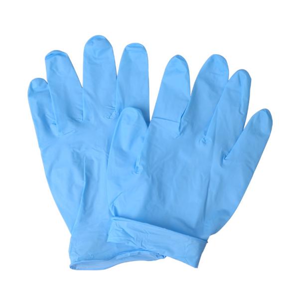 Blue Nitrile Disposable Gloves No Powder 6mm Thickness Extra Long Cuff
