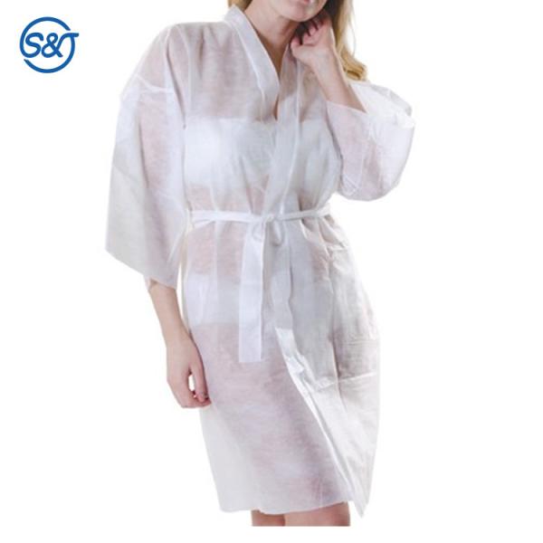 S&J Disposable Nonwoven Kimono Japan Men and Women Clothing PP Material White and Black Gown Hairdress Uniform for Massage Nylon