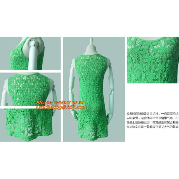 Casual Fashion, Vintage O-Neck, Sleeveless, Women Long Crochet, Chiffion Blouse Plus Size