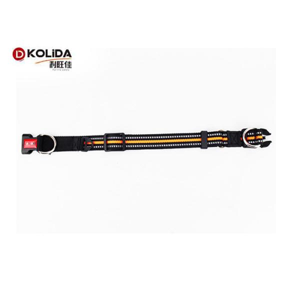 Purple / Pink Nylon Dog Collars , Adjustable Puppy Collar With Metal Side Release Buckle